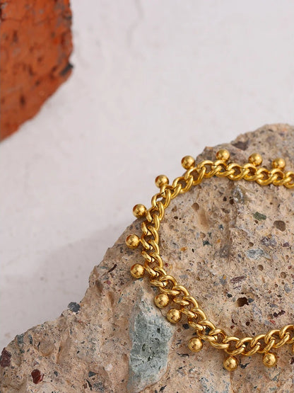 Beaded lobster clasp gold color chain women bracelet - product image
