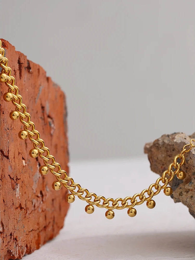 Beaded lobster clasp gold color chain women bracelet - product image