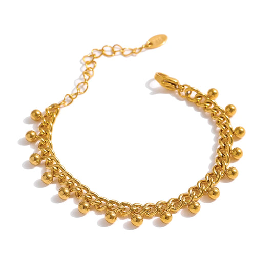 Beaded lobster clasp gold color chain women bracelet - product image