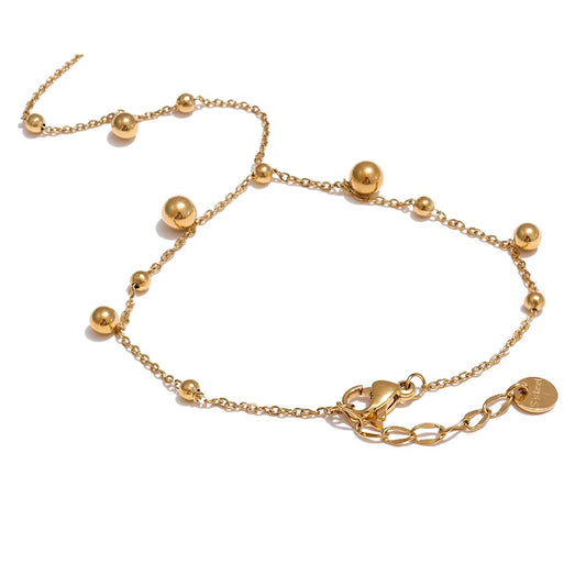 Beads back of hand chain finger bracelet gold color - product image