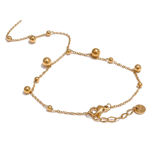 Beads back of hand chain finger bracelet gold color - product image