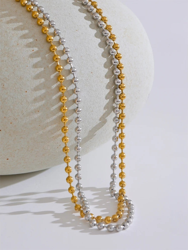 Beads chain adjustable necklace bracelet set - product image