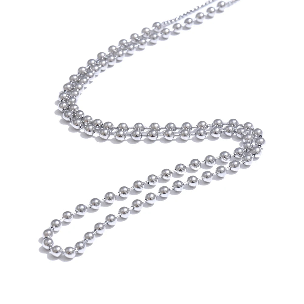 Beads chain adjustable necklace bracelet set - product image