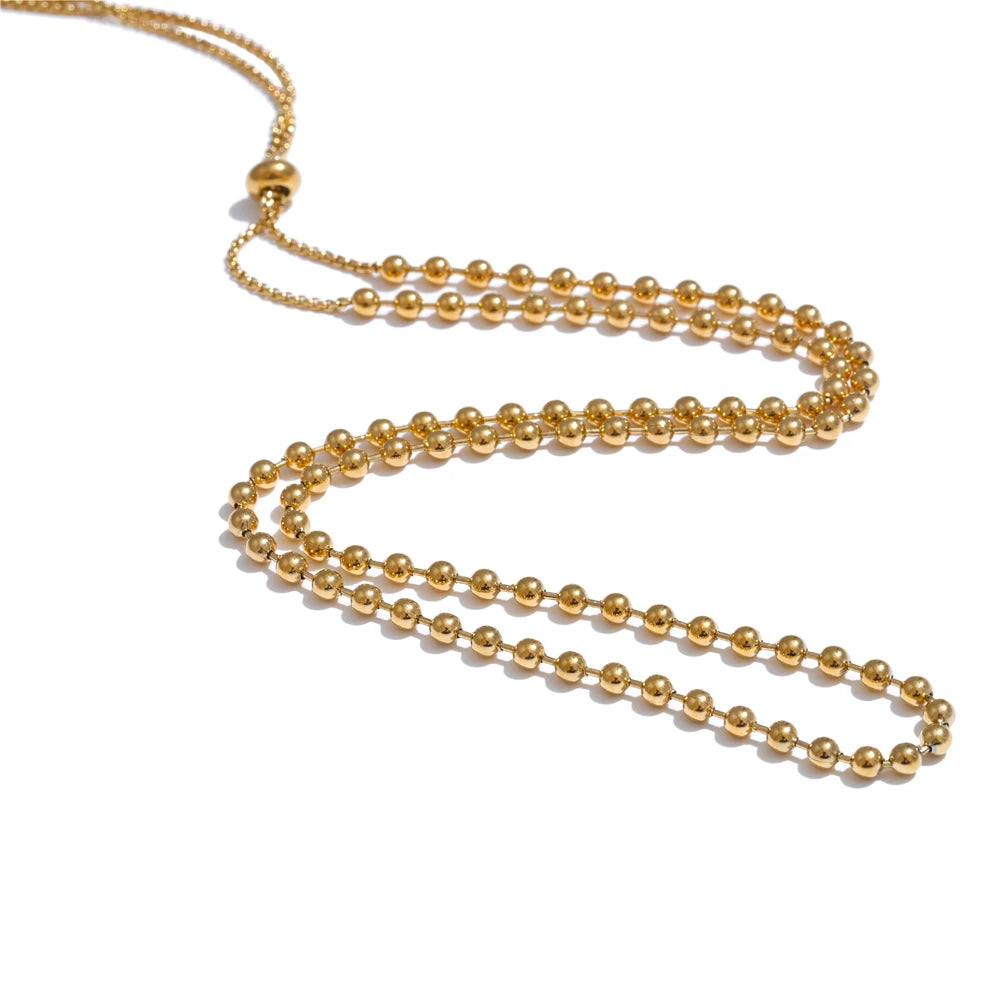 Beads chain adjustable necklace bracelet set - product image