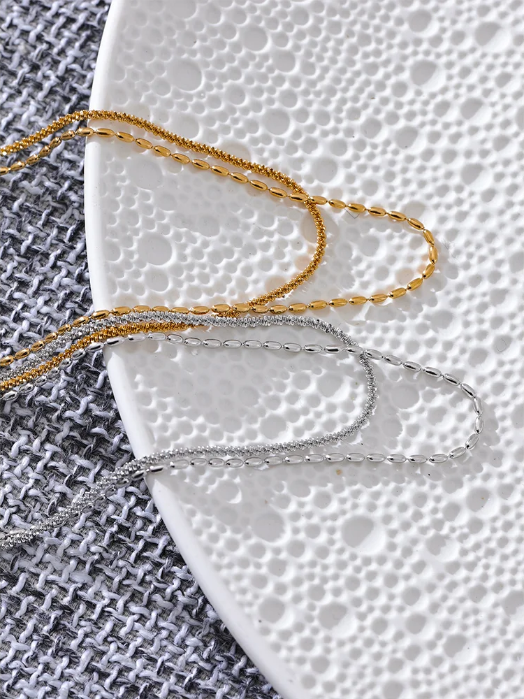 Beads chain double layered collar necklace - product image