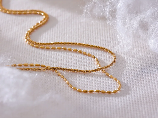 Beads chain double layered collar necklace - product image
