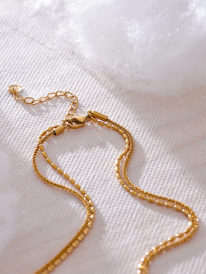 Beads chain double layered collar necklace - product image