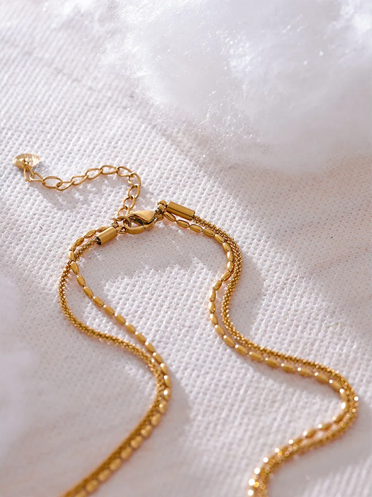 Beads chain double layered collar necklace - product image