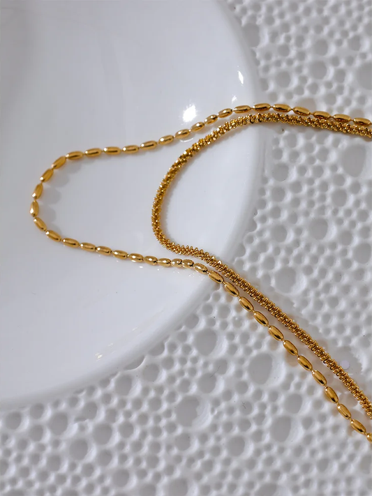 Beads chain double layered collar necklace - product image