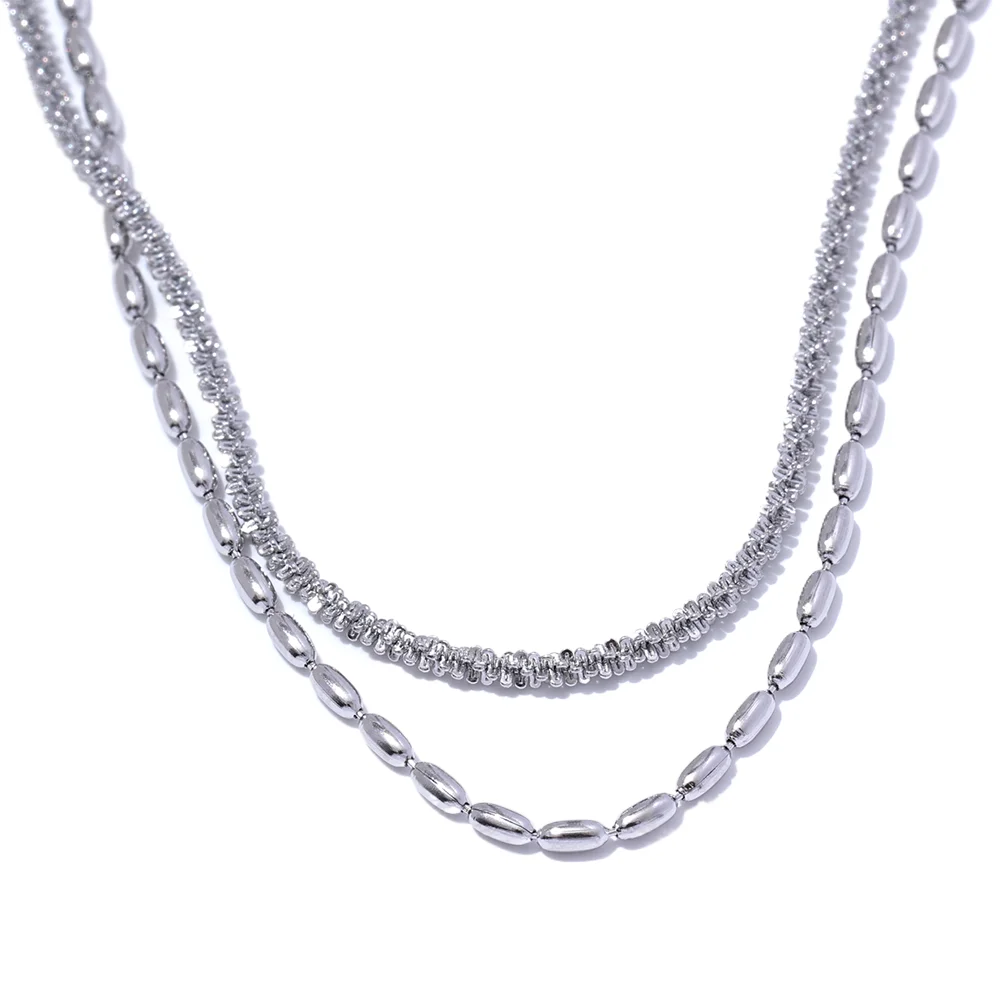 Beads chain double layered collar necklace - product image