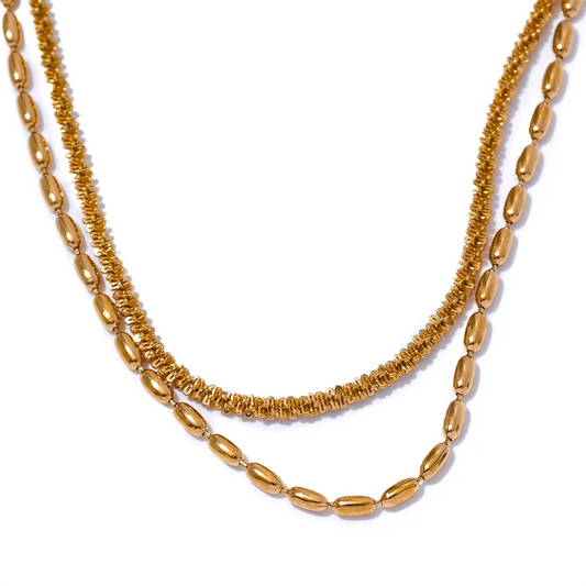 Beads chain double layered collar necklace - product image