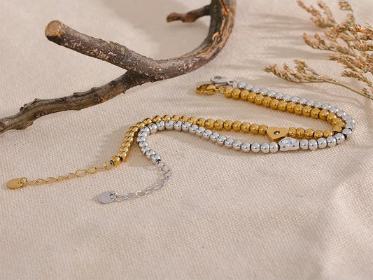 Beads chain heart zircon lobster clasp bracelet - product image