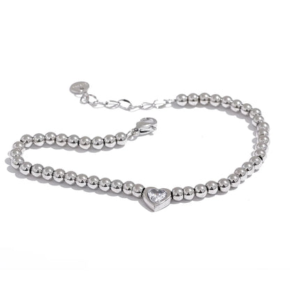 Beads chain heart zircon lobster clasp bracelet - product image