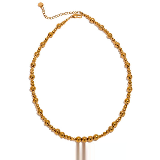 Beads chain minimalist metal texture necklace - product image