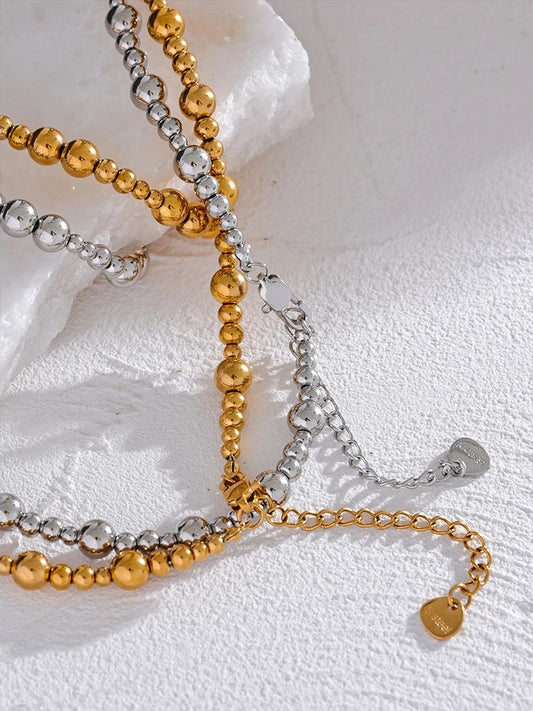 Beads chain minimalist metal texture necklace - product image