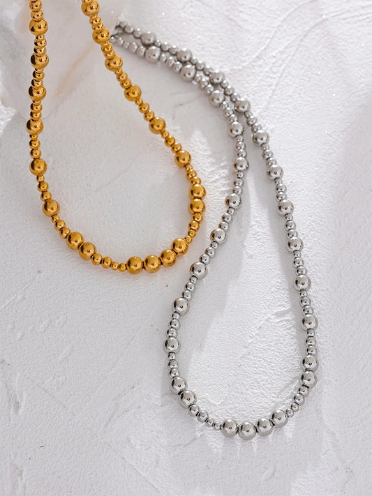 Beads chain minimalist metal texture necklace - product image
