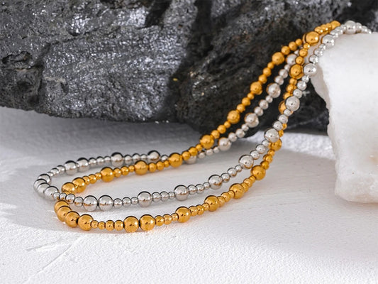 Beads chain minimalist metal texture necklace - product image