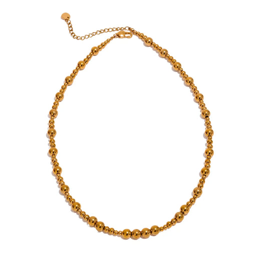 Beads chain minimalist metal texture necklace - product image