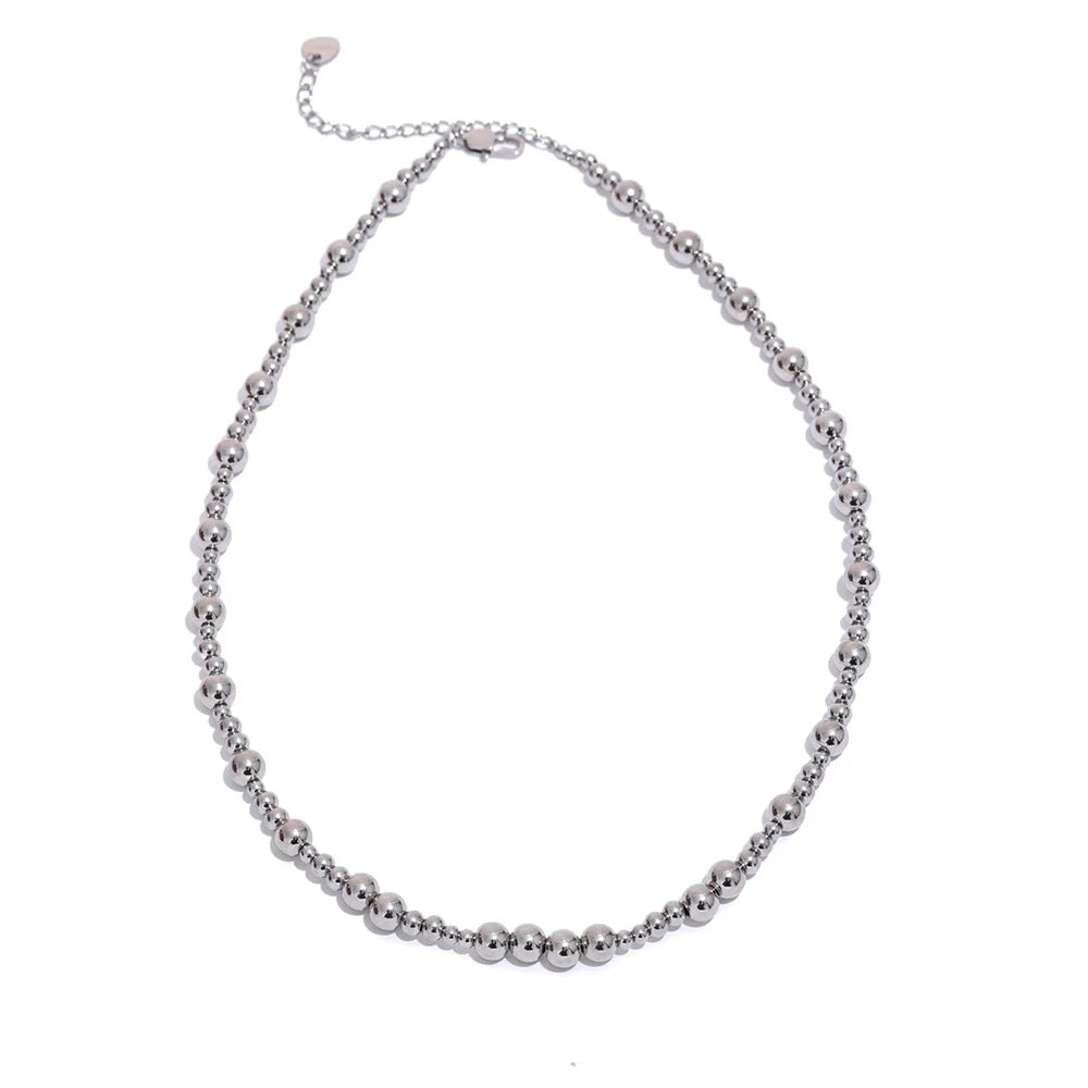 Beads chain minimalist metal texture necklace - product image