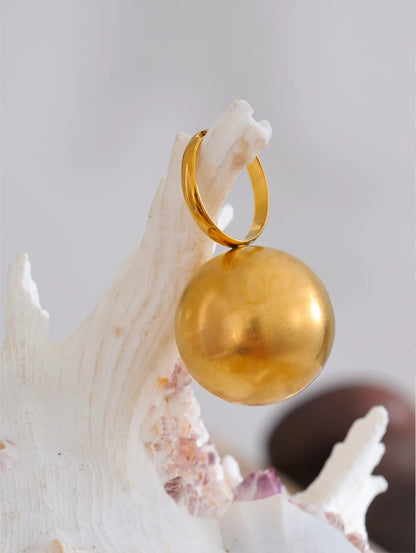 Big ball adjustable gold color statement finger ring - product image