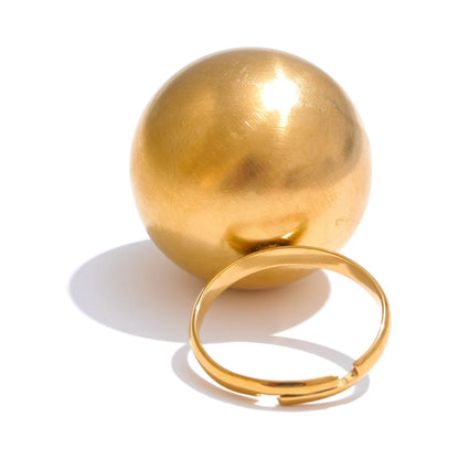 Big ball adjustable gold color statement finger ring - product image