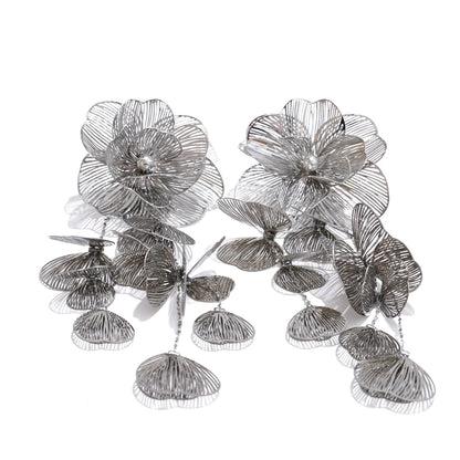 Big flower tassel drop party eye-catching earrings - product image