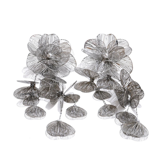 Big flower tassel drop party eye-catching earrings - product image