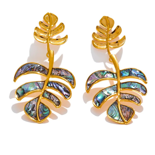Big leaves drop dangle statement earrings - product image