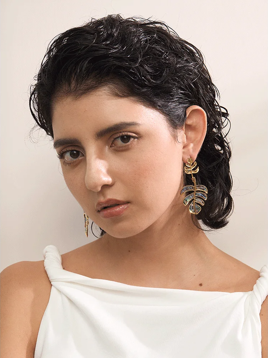 Big leaves drop dangle statement earrings - product image