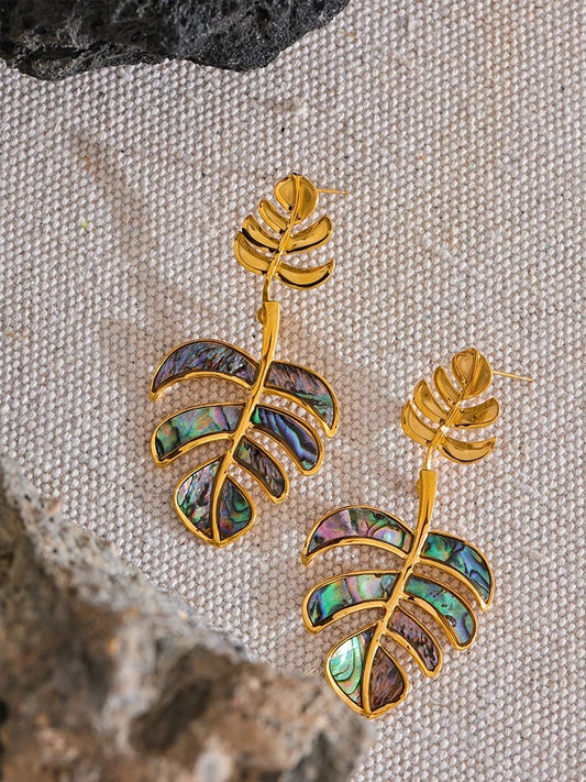 Big leaves drop dangle statement earrings - product image