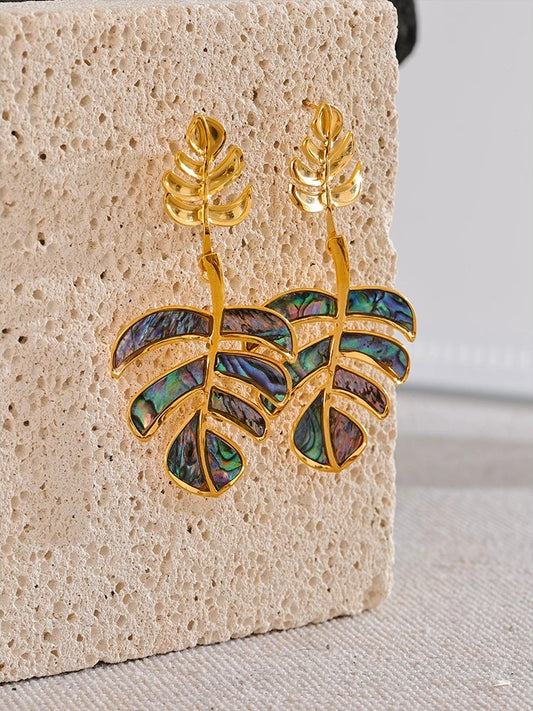 Big leaves drop dangle statement earrings - product image
