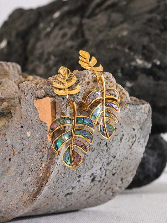 Big leaves drop dangle statement earrings - product image