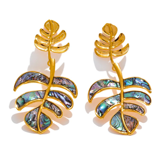 Big leaves drop dangle statement earrings - product image