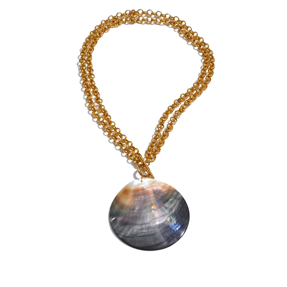Big shell contemporary statement pendant necklace - product image