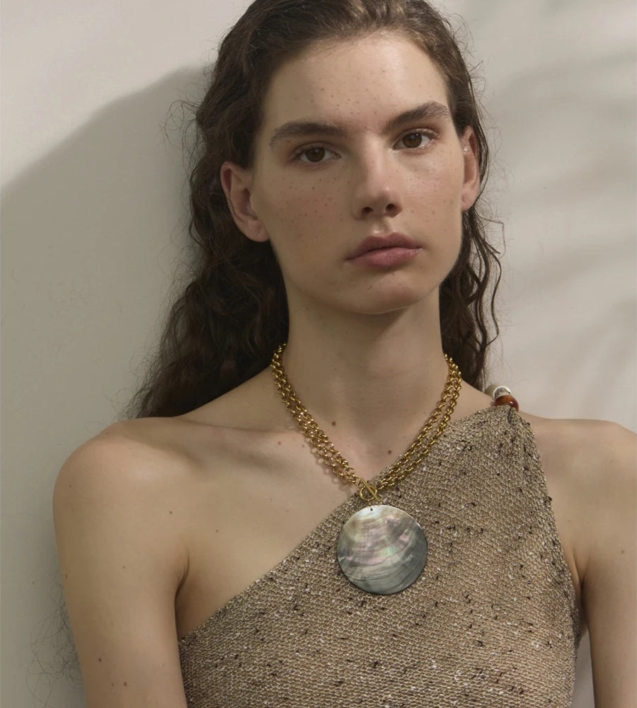 Big shell contemporary statement pendant necklace - product image