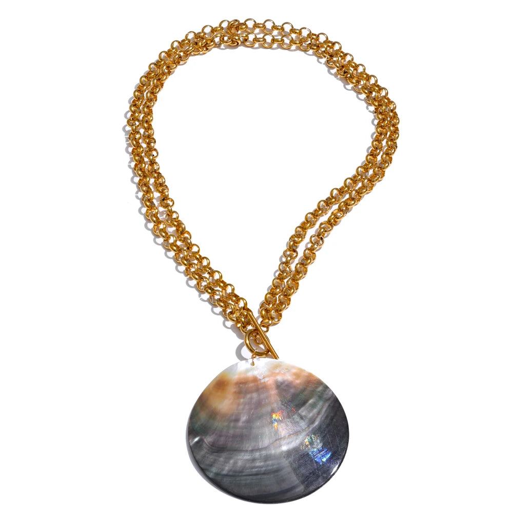 Big shell contemporary statement pendant necklace - product image