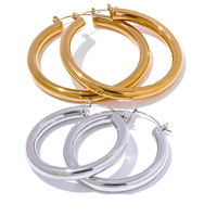 Big Sleek Round Hollow Hoop Earrings