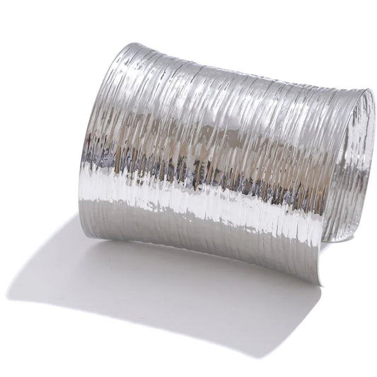 Big wide waterproof texture metal statement bracelet - product image