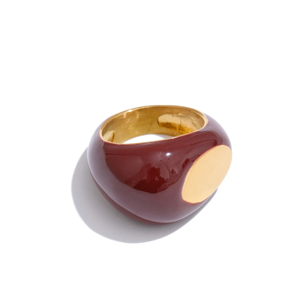 Black enamel abstract minimalist texture ring - product image