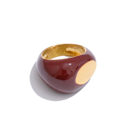 Black enamel abstract minimalist texture ring - product image