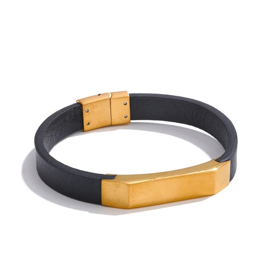 Black pu leather stainless steel bracelet - product image