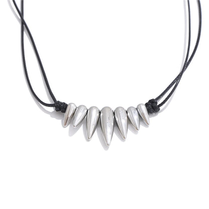 Black pu leather statement drop necklace - product image