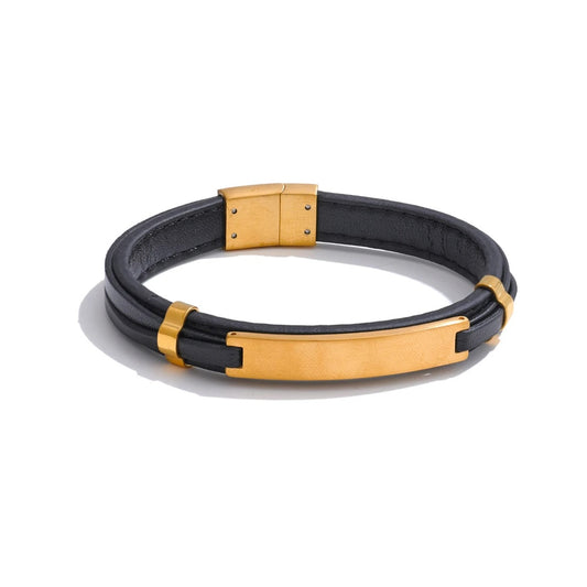 Black pu leather waterproof men's bracelet - product image
