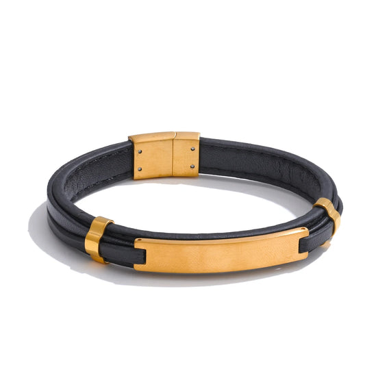 Black pu leather waterproof men's bracelet - product image