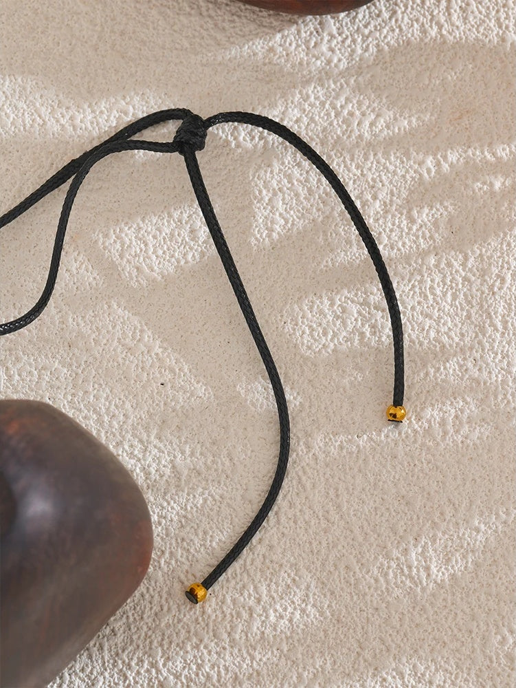Black rope chain shell pendant necklace - product image