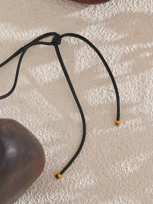 Black rope chain shell pendant necklace - product image