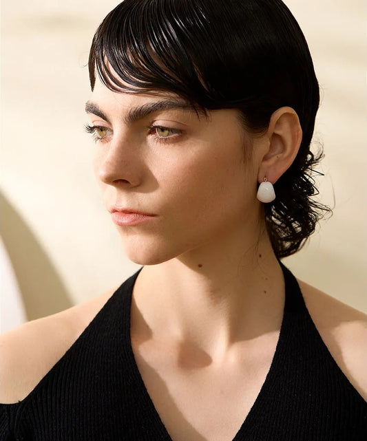 Black white green enamel chunky hoop earrings - product image