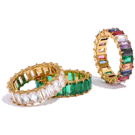 Bling colorful cubic zirconia textured ring - product image