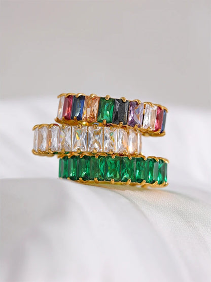 Bling colorful cubic zirconia textured ring - product image