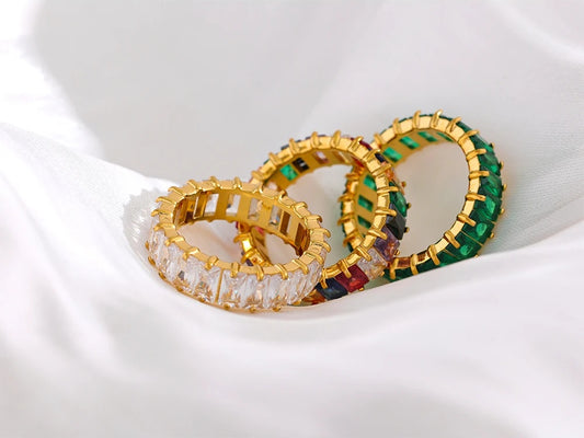 Bling colorful cubic zirconia textured ring - product image